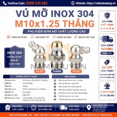 Vú Mỡ Inox 304 M10x1.25 Thẳng