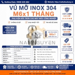 Vú Mỡ Inox 304 M6x1 Thẳng