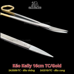 Kéo Kelly đầu thẳng/ cong 16cm TC/Gold