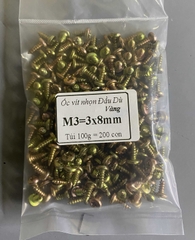 Ốc Vít Nhọn M3 Đinh Ốc Ren Xoắn 3ly Dài 8mm, 14mm - Ốc Màu Vàng