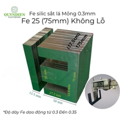 Fe Sắt Silic EI 0.35mm - 25mm (75mm) Lá Mỏng Không Lỗ