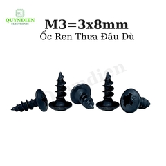 Ốc Vít nhọn M3x8mm Đầu Dù Ren Thưa - 1.000 Con