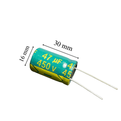 Tụ lộc nguồn tụ hóa 47uF 400V - 450V xanh 16x25mm