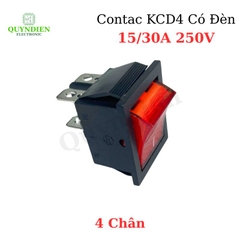 Công Tắc Bập Bênh 4 Chân KCD4 15/30A 250V Đỏ Có Đèn