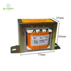 Biến áp 18V 5A dây đồng siêu bền (Hoàn Cầu) - Dây ra (18V-0V-18V)