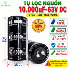 Tụ hóa lọc nguồn 10.000uf - 63v màu đen dùng trong thiết bị âm thanh, nguồn xung, và các mạch điện công suất lớn