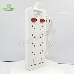 Ổ Cắm Chéo 10 Cửa 2200W 10A4 2 Nút Nguồn Siêu Bền Chống Cháy Chịu Nhiệt