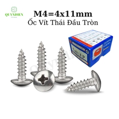 Ốc vít Thái M4x11mm ren xoắn đầu Tròn dài 11mm - 1.000 Con