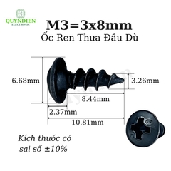 Ốc Vít Nhọn Đầu Dù Ren Thưa M3x8mm