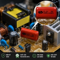 Tụ Kẹo Nâu Đỏ CL21 335J 400V