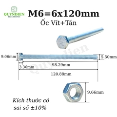 Ốc Vít M6x120mm Có Kèm Tán - Túi 100 Con