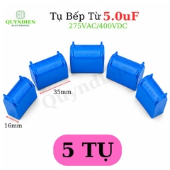 Tụ Bếp Từ 5uF 400VDC 275VAC Màu Xanh Loại Đứng