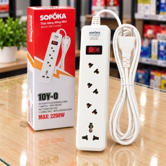 Ổ Cắm Lõi Sứ Chống Cháy 4 Cửa Chéo Con Tắc 2200W Kèm Dây