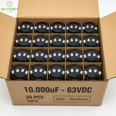 Tụ hóa lọc nguồn 10.000uf - 63v màu đen dùng trong thiết bị âm thanh, nguồn xung, và các mạch điện công suất lớn