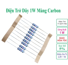 Điện Trở dây màng Carbon 1W 5% nhiều trỉ số từ 100K đến 1M