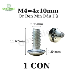 Ốc Vít Đầu Dù Ren Mịn M4=4x10mm Màu Trắng