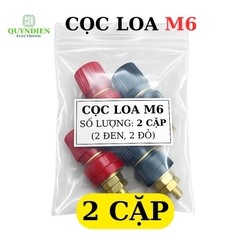 Cặp Jack loa JS333 M6 Cọc Đồng NẮP NHỰA Đỏ Đen trục 6mm
