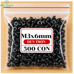 Ốc Vít Nhọn Đầu Tròn M3 Màu Đen 3x6mm
