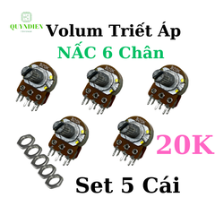Biến trở Volum Nấc - khía, triết áp Đôi 6 Chân B20K