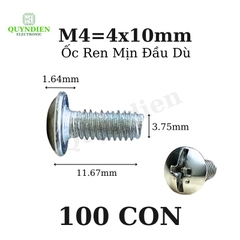 Ốc Vít Đầu Dù Ren Mịn M4=4x10mm Màu Trắng