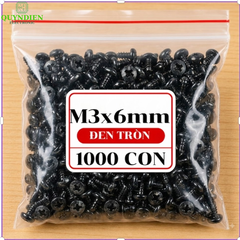 Ốc Vít Nhọn Đầu Tròn M3 Màu Đen 3x6mm