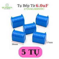 Tụ bếp từ 6uF 275VAC/400VDC Màu Xanh Loại Đứng