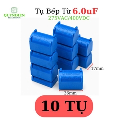Tụ bếp từ 6uF 275VAC/400VDC Màu Xanh Loại Đứng