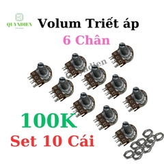 Volum biến trở Triết áp đôi 6 chân WH148 B100K
