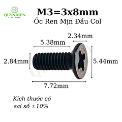 Ốc vít ren mịn M3x8mm đầu COL dài 8mm - 100 Con