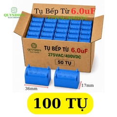 Tụ bếp từ 6uF 275VAC/400VDC Màu Xanh Loại Đứng