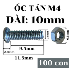 Ốc vít M4 + tán dài 10mm túi 100 con