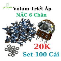 Biến trở Volum Nấc - khía, triết áp Đôi 6 Chân B20K