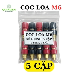 Cặp Jack loa JS333 M6 Cọc Đồng NẮP NHỰA Đỏ Đen trục 6mm