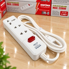 Ổ cắm lõi sứ chống cháy Con tắc 3 cửa 2200W