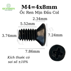 Ốc Vít Đầu COL M4 Ren Mịn 4mm Dài 8mm Đen