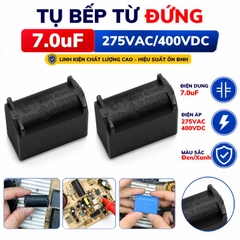 Tụ Bếp Từ 7uF 275VAC/400VDC Màu Xanh Loại Đứng