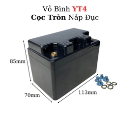 Vỏ Bình Đề Xe Máy YT4 Cọc Tròn Nắp Đục