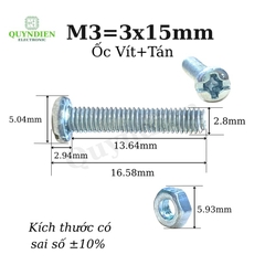 Ốc Vít Tán M3x15mm (Túi 110g) Khoảng 90-100 Con