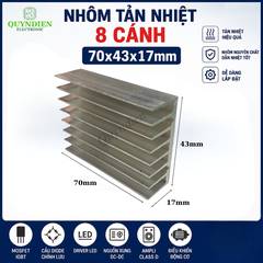 Nhôm Tản Nhiệt 8 Cánh Nhỏ 70x43x17mm