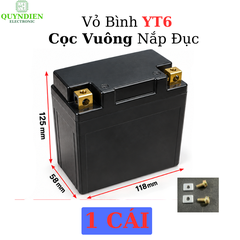 Vỏ Bình Xe Máy YT6 Cọc Vuông Nắp Đục
