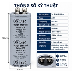 Tụ Đề Khởi Động Tinh Chi 800uF 250VAC