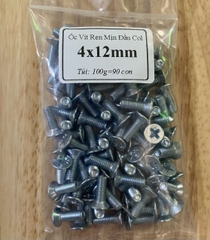 Ốc vít M4 dài 12mm dài15mm đầu col ren mịn Túi 100 con