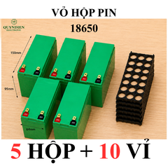 Vỏ Hộp Đựng Pin 18650 màu Xanh kèm khung