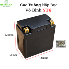 Vỏ Bình Xe Máy YT6 Cọc Vuông Nắp Đục