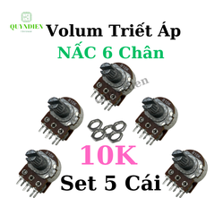 Biến trở Volum Nấc - khía, triết áp Đôi  6 Chân B10K