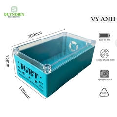 Hộp nhựa Khoan Sẵn IGBT 200x120x80mm Xanh nắp Trong quạt Bên