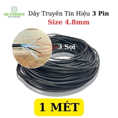 1 mét dây tín hiệu chống nhiễu 3 pin màu đen 4.5mm. Dây linde 3 ruột