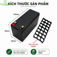 Vỏ Hộp Đựng Pin Kèm 2 Vỉ Cố Định Cell 18650 màu Đen