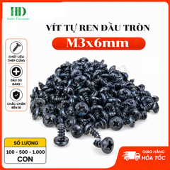 Ốc Vít Nhọn Đầu Tròn M3 Màu Đen 3x6mm