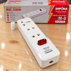 Ổ cắm lõi sứ chống cháy Con tắc 3 cửa 2200W